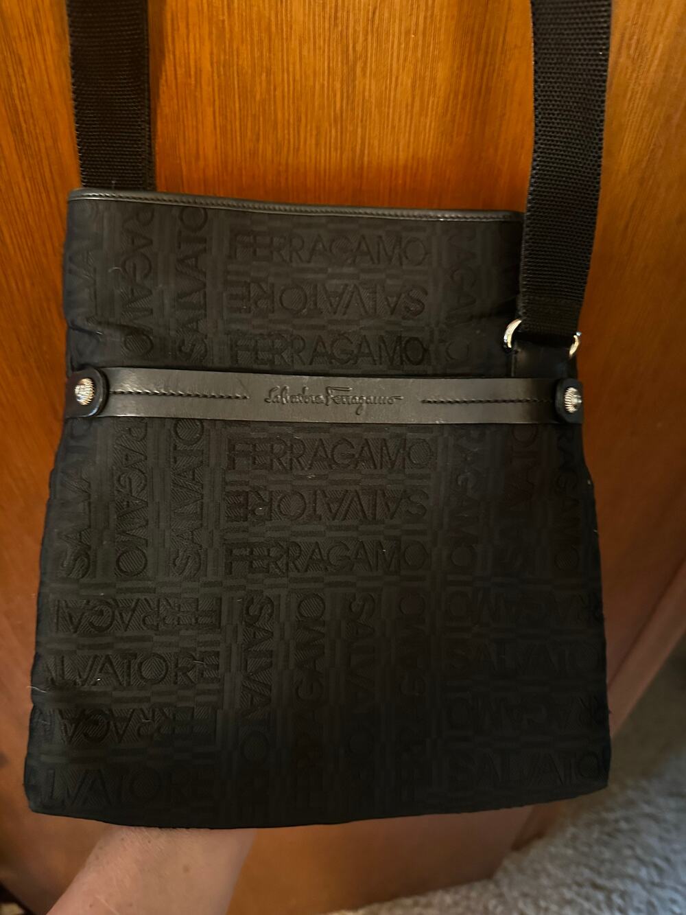 RARE SALVATORE FERRAGAMO BLACK JACQUARD MONOGRAM CROSSBODY